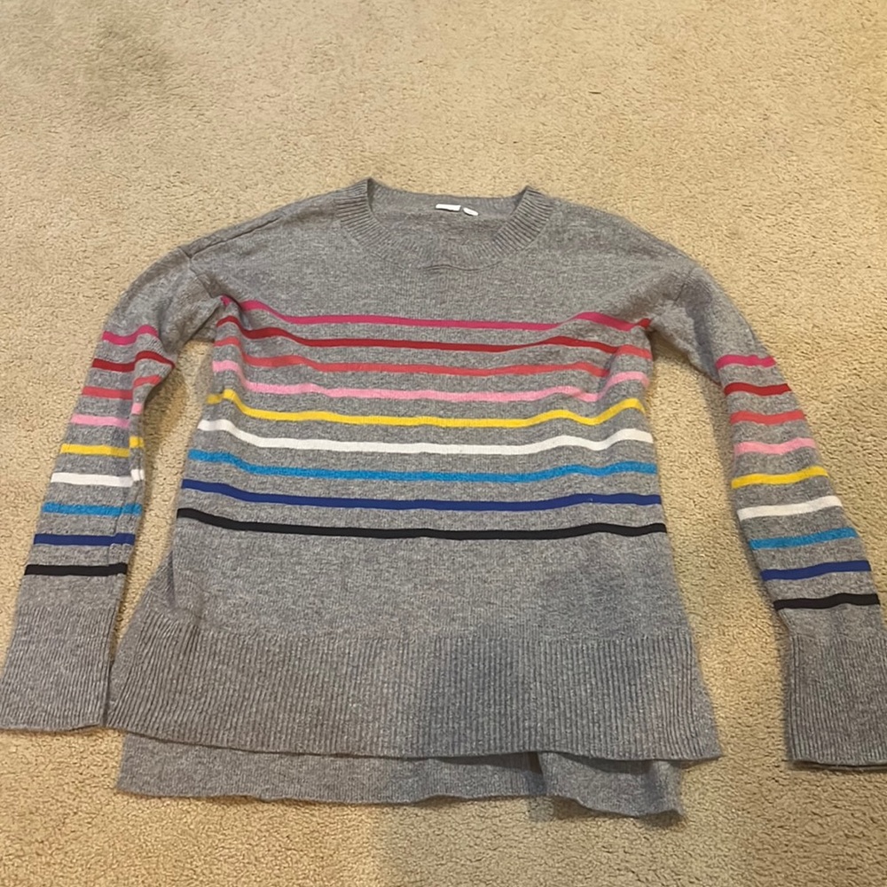 Gap Grey With Rainbow Stripes Sweater